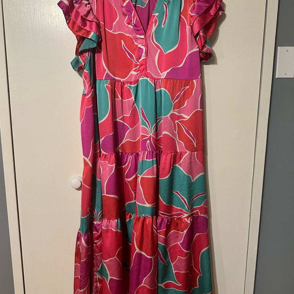 Umgee Plus Size Floral Ruffle Dress